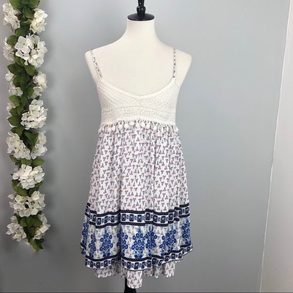 entro Dresses & Skirts - ENTRO Crochet Shift Swing Boho Mini Dress